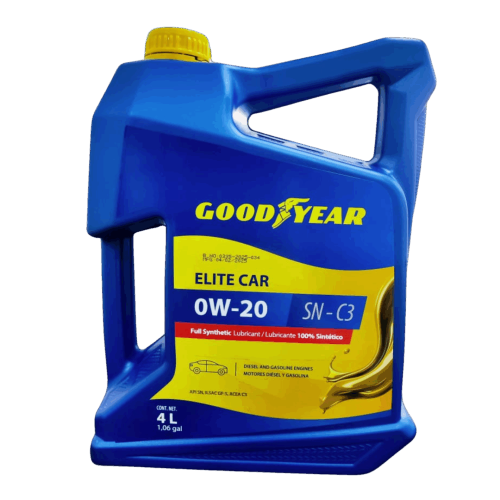 Lubricante GOODYEAR 0W-20 ELITE CAR Full Sintético SN-C3 para vehículos modernos
